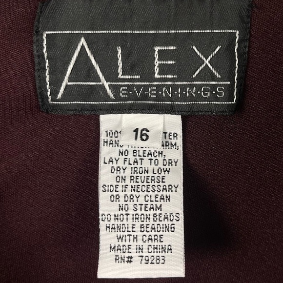 Alex Evenings Size 16 Beaded Faux Wrap Burgundy Maxi Mother Of The Bride - Picture 9 of 10